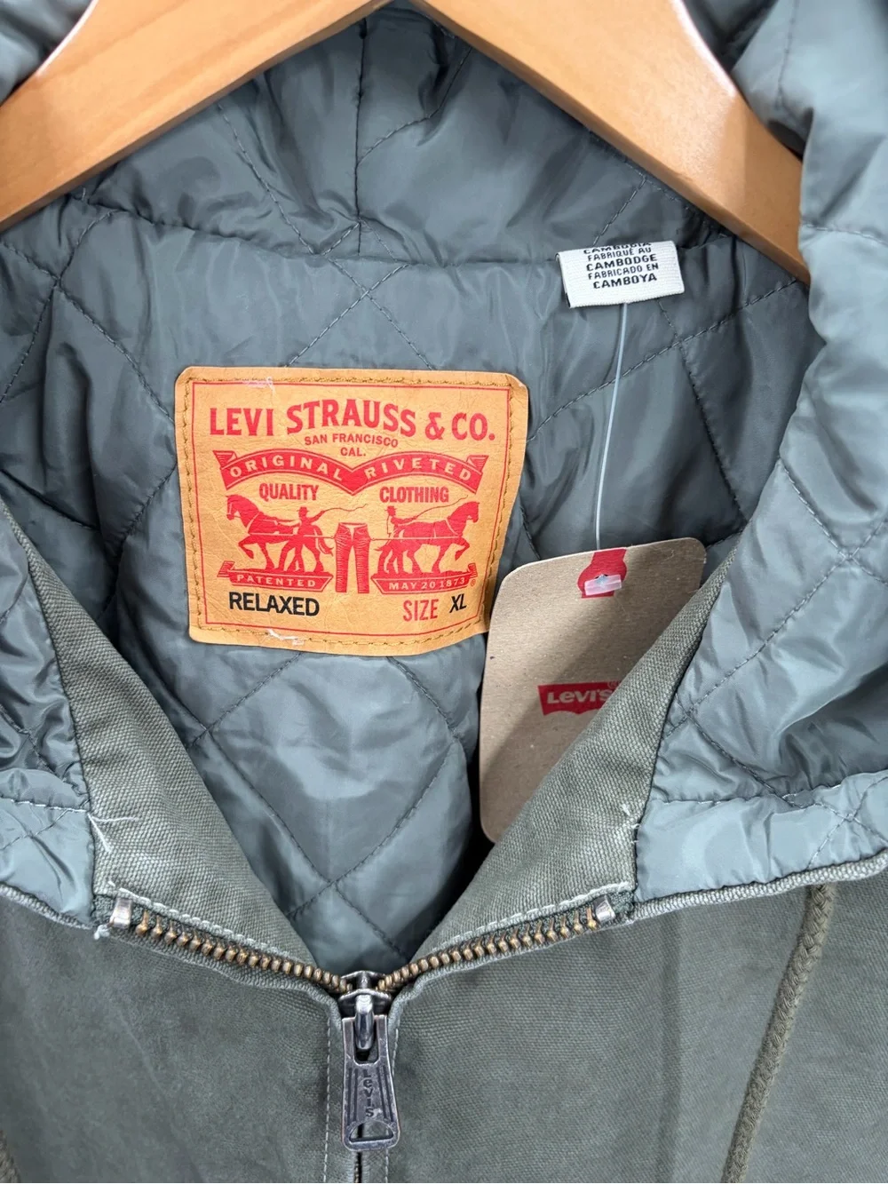 Levi's Workwear Potrero Hooded Jacket Olive Green NWT XL